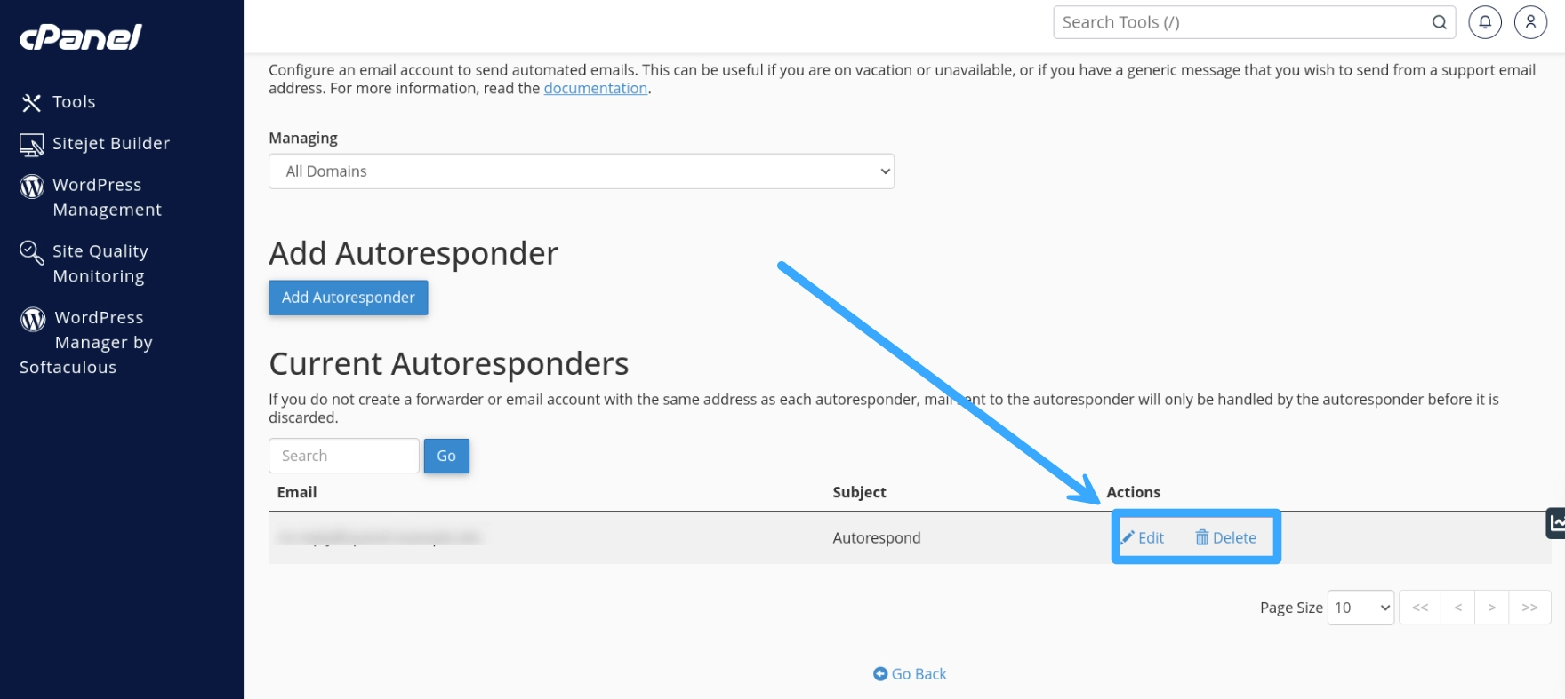 Cách chỉnh sửa hoặc xóa Autoresponders trên cPanel