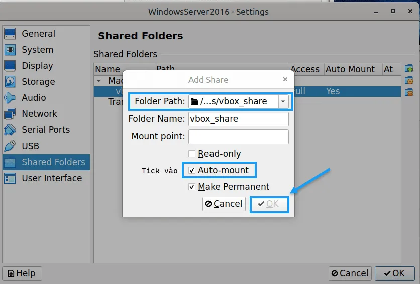 Tùy chỉnh phần Add Share