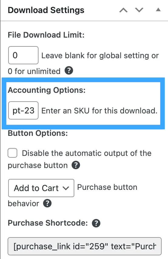 Thêm SKU trong Download Settings