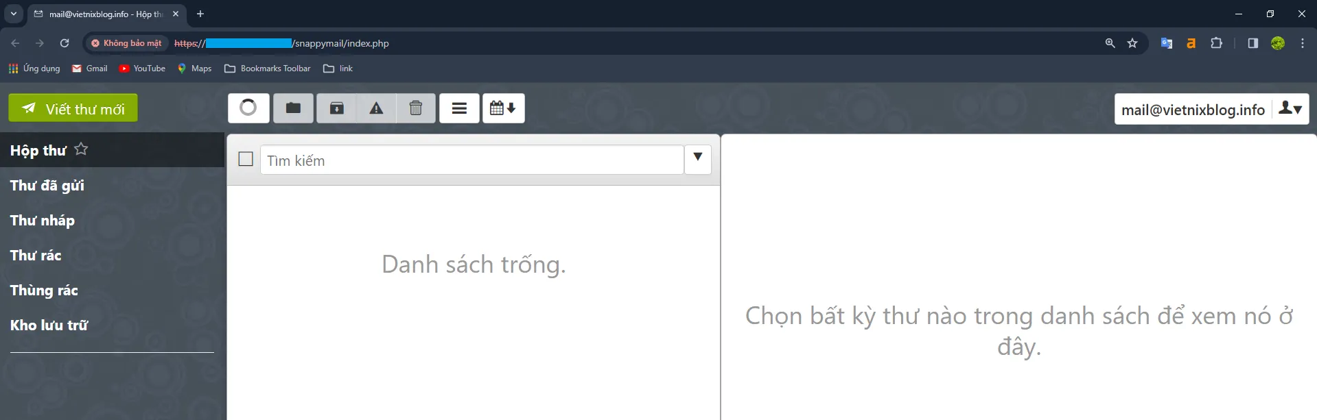 Giao diện sử dụng SnappyMail