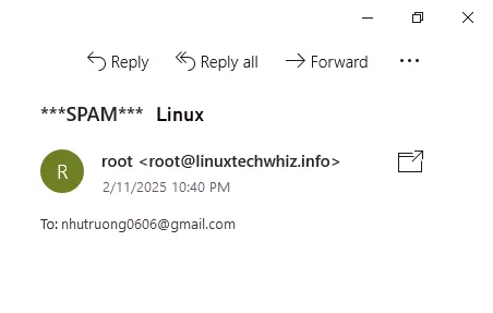 Mail đã gửi đến địa chỉ chỉ định