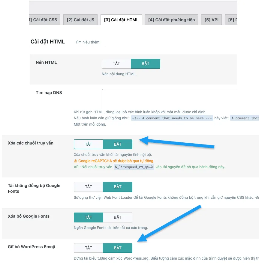 Bật nén HTML