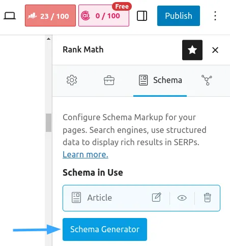 Truy cập vào Schema Generator