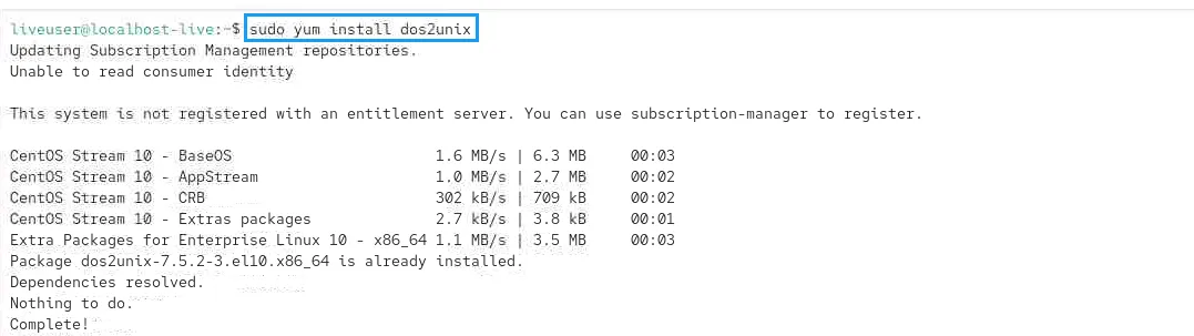 Cài đặt lệnh dos2unix trên CentOS