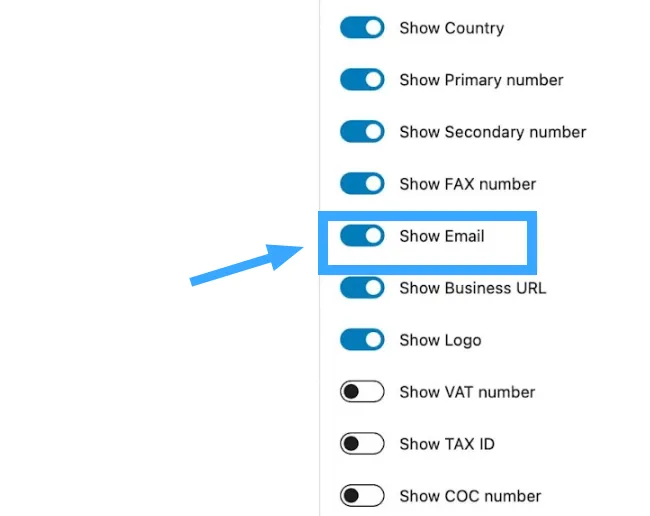 Hiển thị địa chỉ email