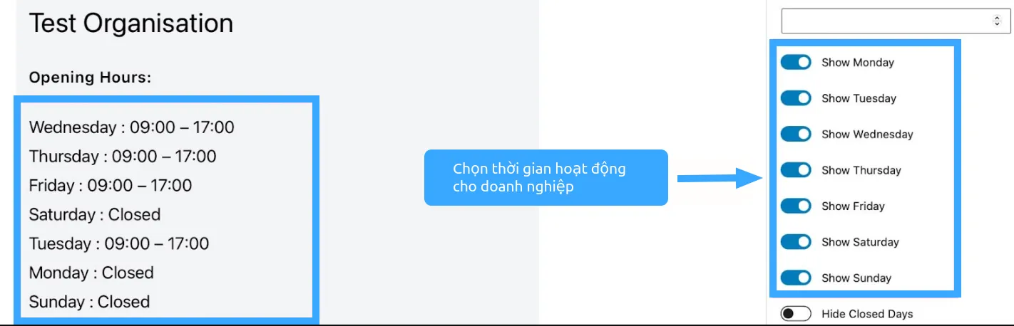 Chọn ngày hoạt động