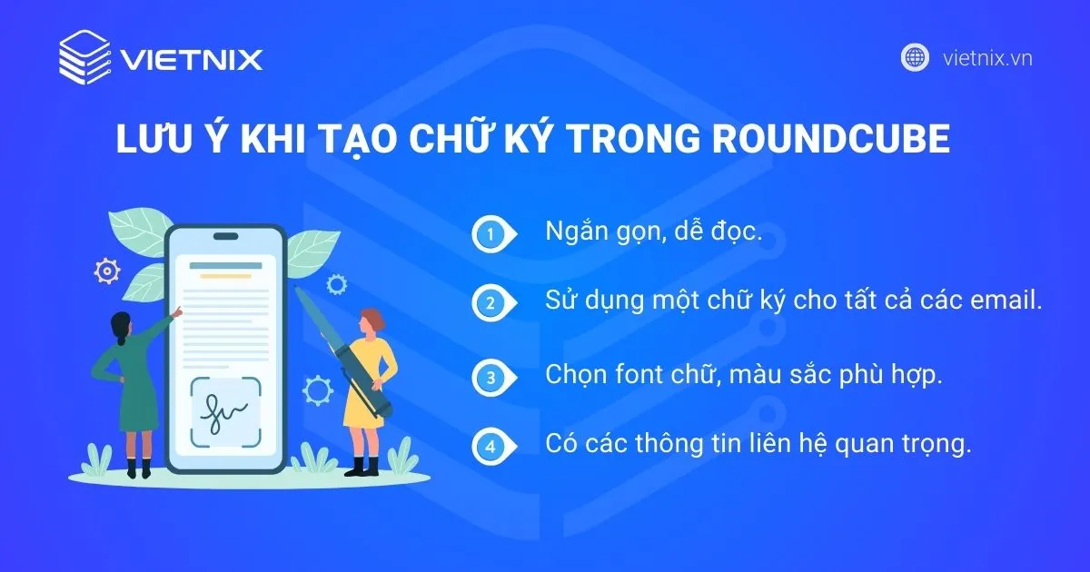 Những lưu ý khi tạo chữ ký trong RoundCube