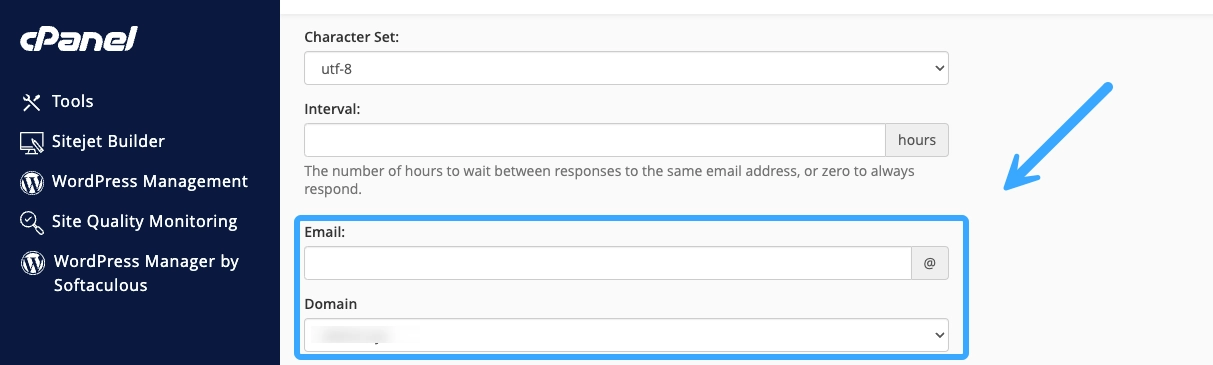 Nhập địa chỉ email và domain