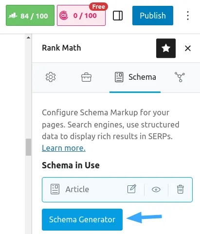 Truy cập vào Schema Settings for This Post/Page