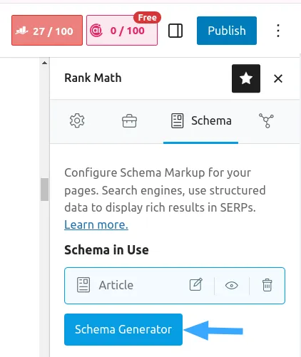 Truy cập vào Schema Settings for This Post/Page