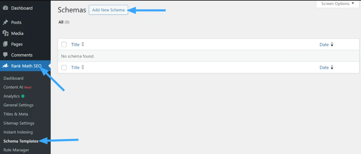 Truy cập vào Schema Template