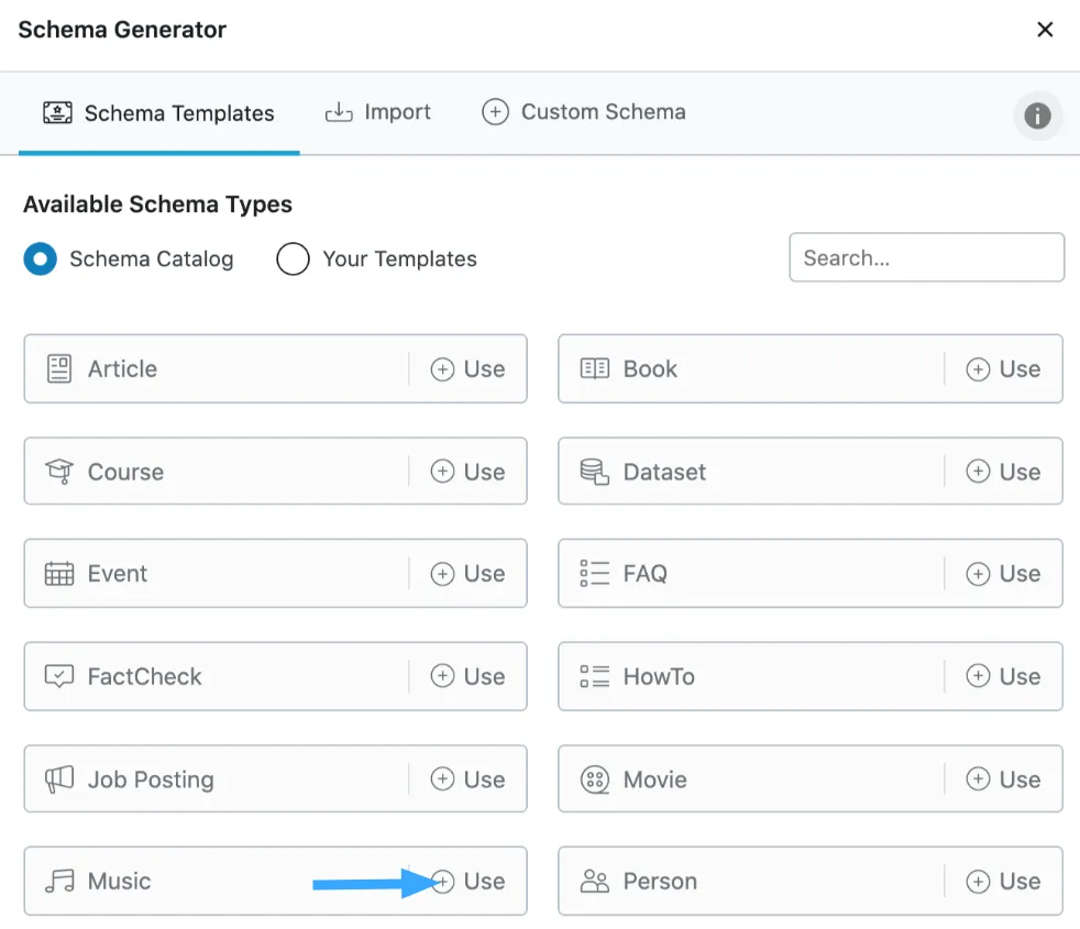Điều hướng đến Schema Builder của Rank Math