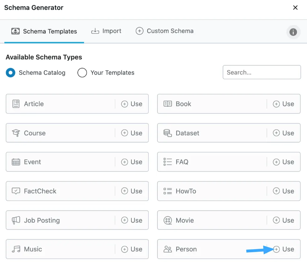 Điều hướng đến Schema Builder của Rank Math