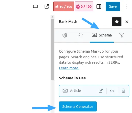Truy cập vào Schema Generator