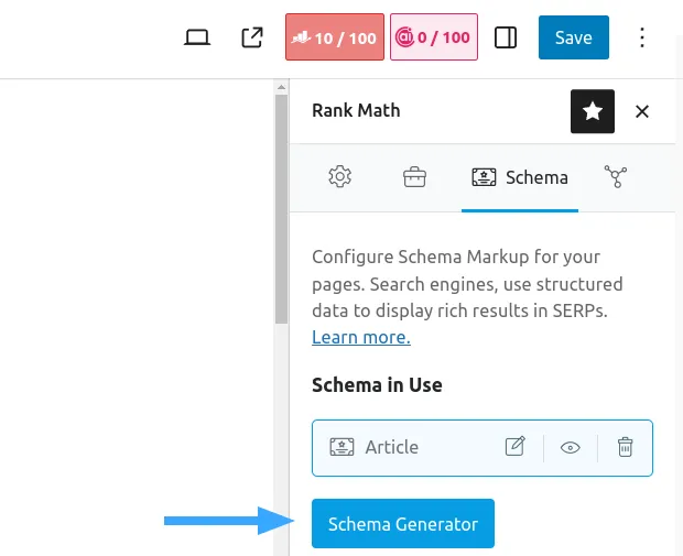 Truy cập vào Schema Generator