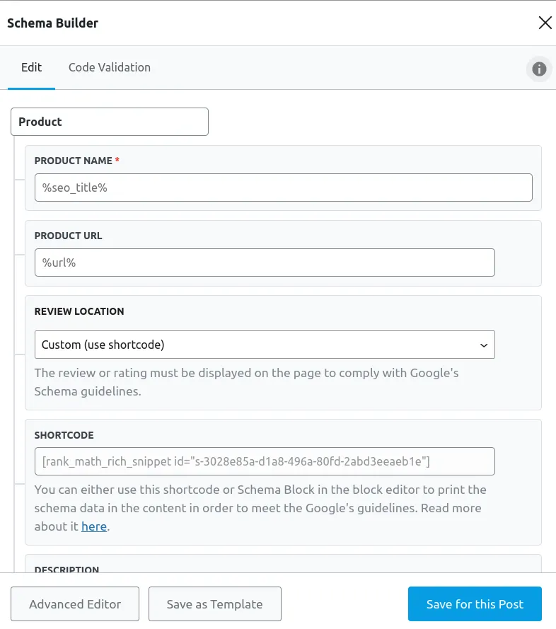 Giao diện Schema Builder