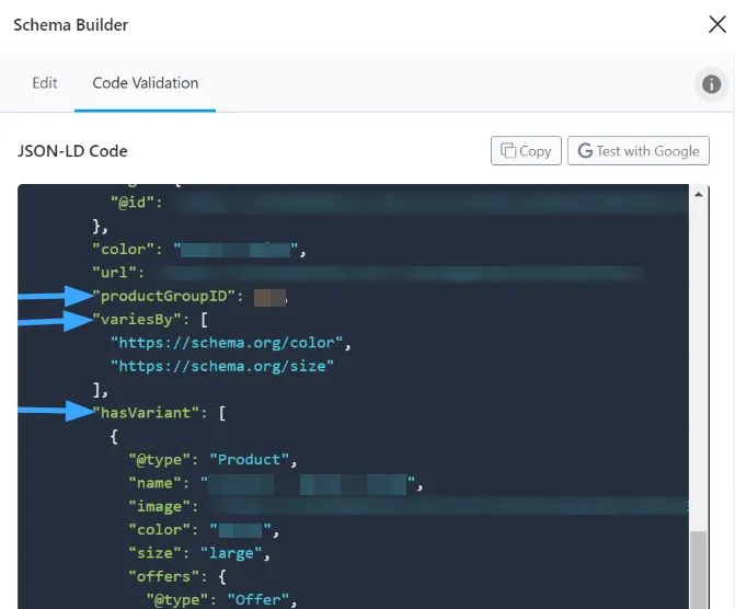 variesBy và hasVariantcủa Schema Markup