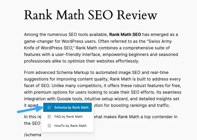 Sử dụng Schema Block