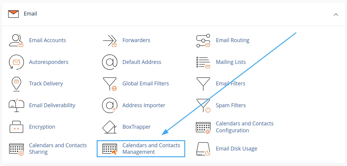 Chọn Calendars and Contacts Management