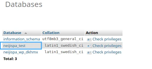 Chọn database cần tạo cơ sở dữ liệu mới