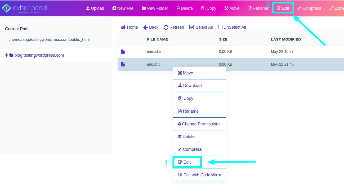 Chỉnh sửa file mới