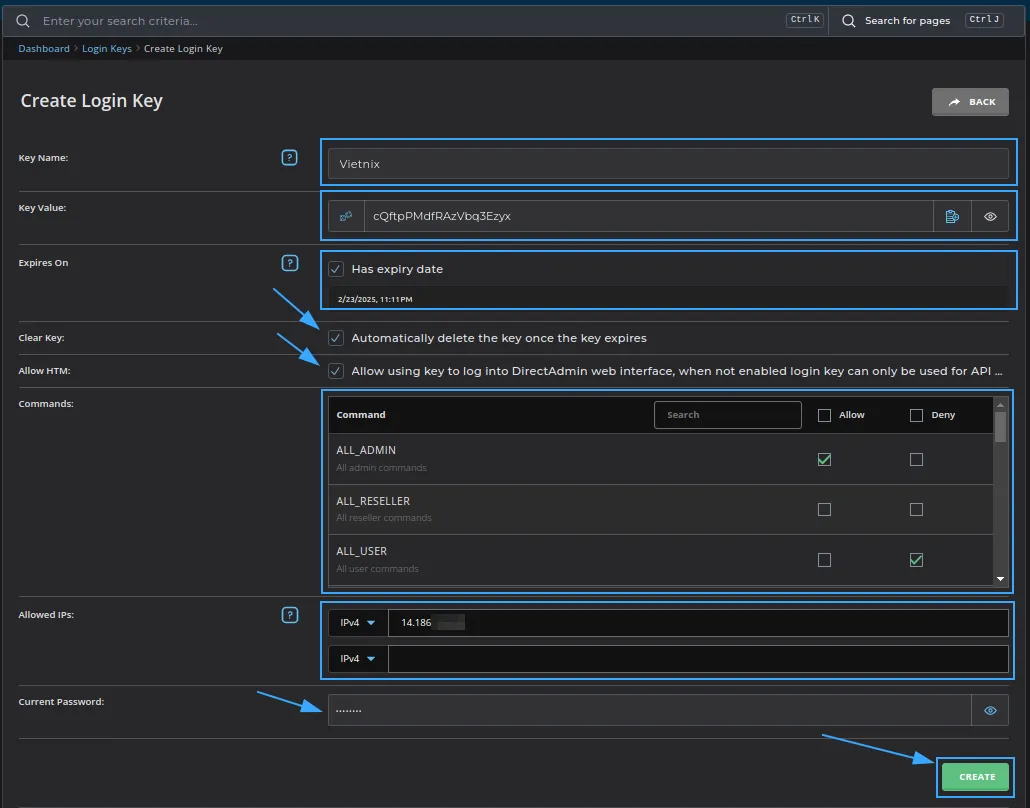 Hướng dẫn tạo Login Keys trên DirectAdmin nhanh chóng 13 bước 3 tạo Login Keys trên DirectAdmin