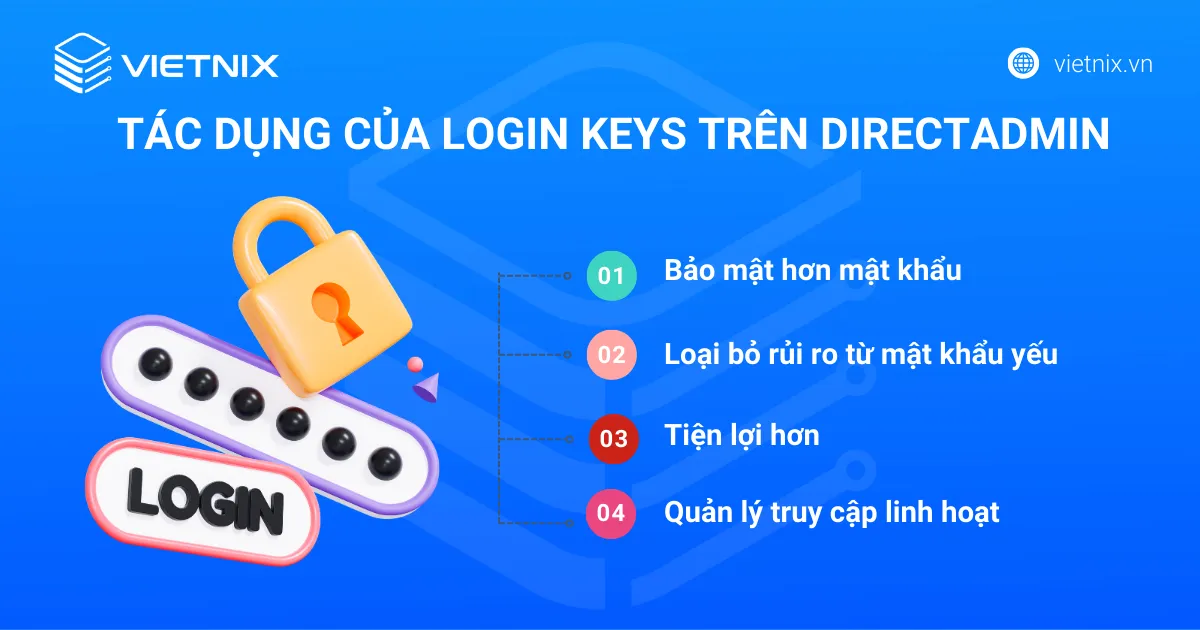 Hướng dẫn tạo Login Keys trên DirectAdmin nhanh chóng 10 tác dụng của Sử dụng Login Keys trên DirectAdmin