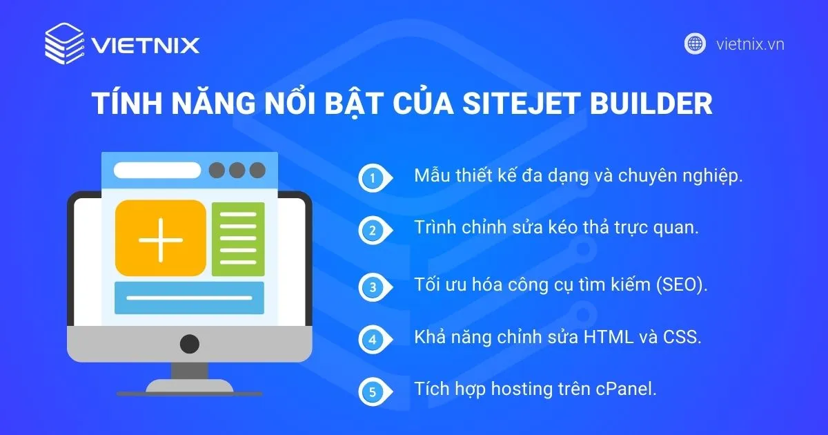 Tính năng nổi bật khi sử dụng Sitejet Builder trên cPanel