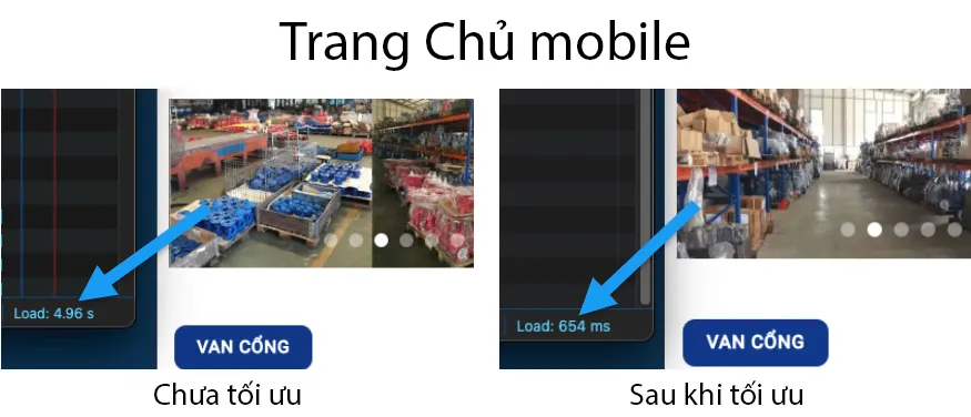 Tốc độ trên Trang Chủ mobile được cải thiện