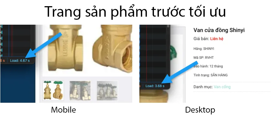Tốc độ tải trang sản phẩm cũng chậm
