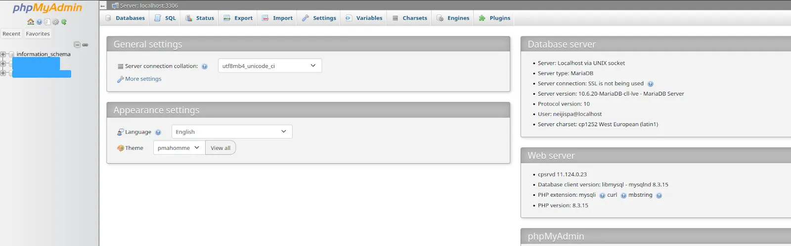 Truy cập giao diện để sử dụng phpMyAdmin trên cPanel