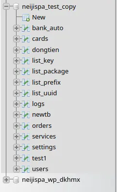 Chọn database cần xoá