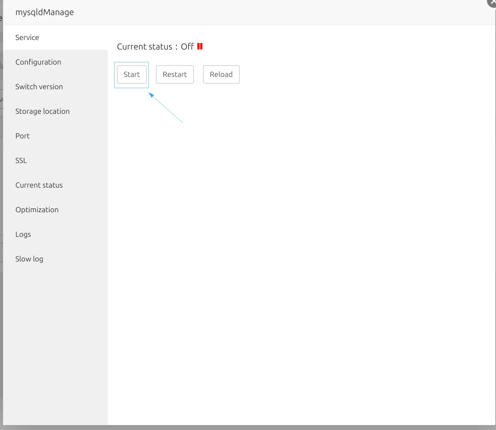 Khởi động lại MySQL sau khi xử lý mysql-bin trên aaPanel