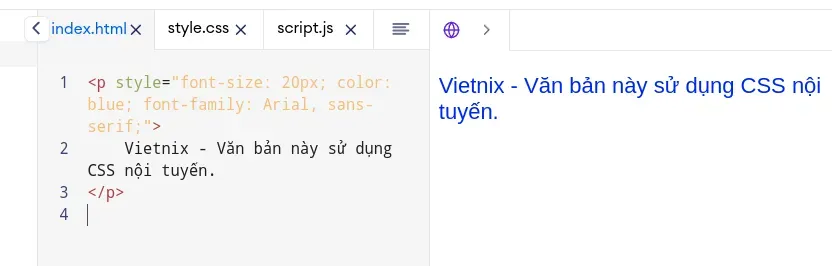 Thẻ font trong HTML: Cách sử dụng, nhược điểm và giải pháp thay thế 25 Internal CSS