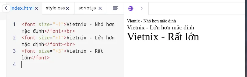 Thẻ font trong HTML: Cách sử dụng, nhược điểm và giải pháp thay thế 21 Kích thước chữ tương đối