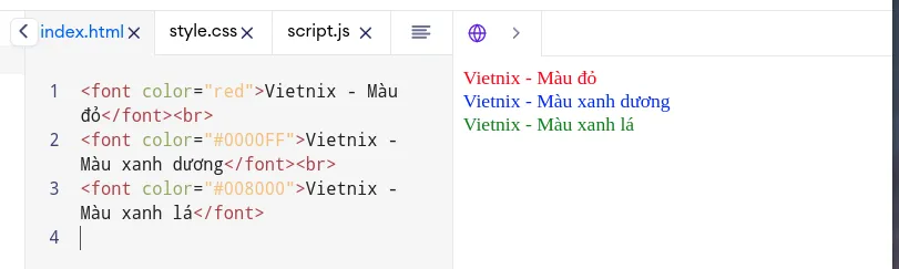 Thẻ font trong HTML: Cách sử dụng, nhược điểm và giải pháp thay thế 23 Thay đổi màu chữ với color