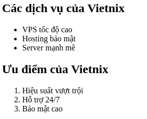 Tổng hợp các thẻ HTML cơ bản và cách sử dụng chi tiết 21 Thẻ danh sách