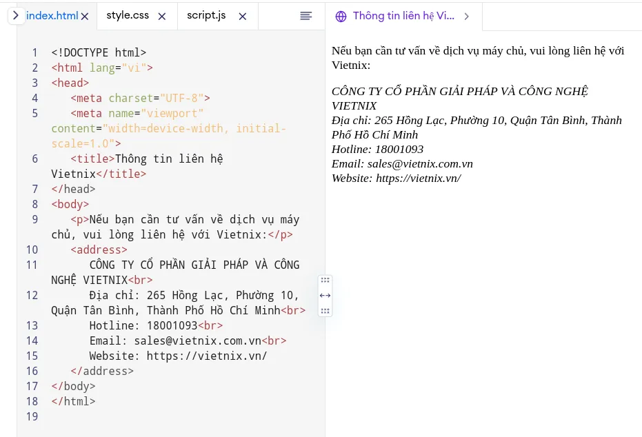 Thẻ trích dẫn trong HTML: Tổng hợp và hướng dẫn sử dụng chi tiết 28 Thông tin liên hệ - Thẻ address trong HTML