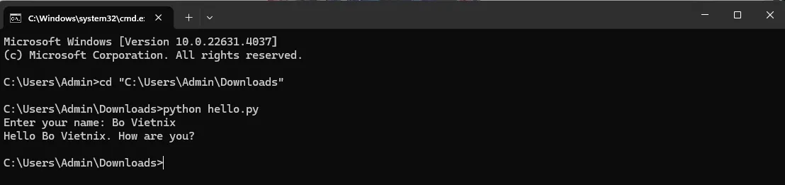 Truyền đối số khi chạy chương trình Python