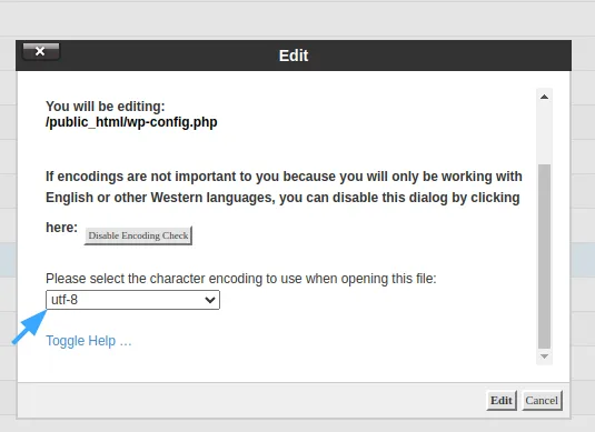 Chọn mã hoá ký tự Character Encoding trong cPanel phù hợp