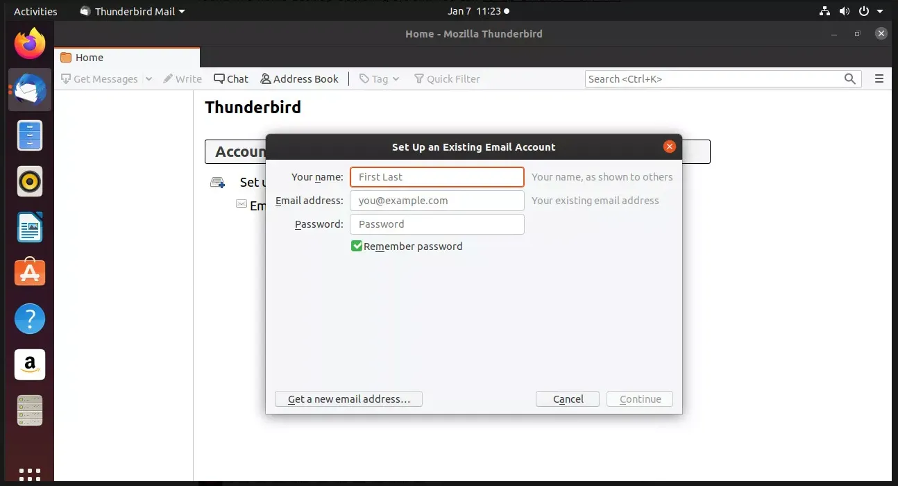 Thiết lập ứng dụng email Thunderbird