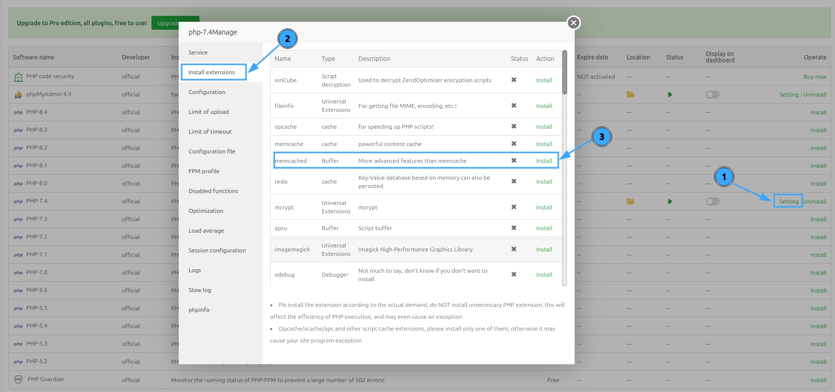 Cài đặt Extension Memcached cho PHP