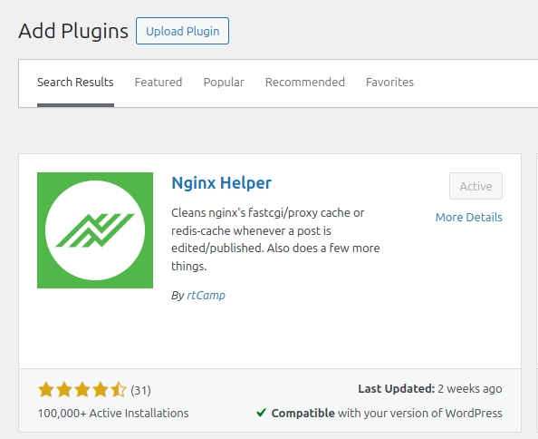 Cài đặt plugin Nginx Helper