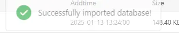 Import database thành công