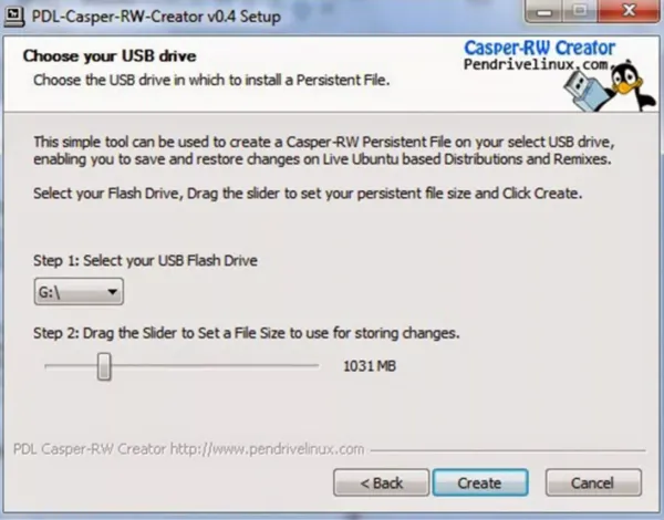Tạo file casper-rw bằng PDL Casper-RW Creator