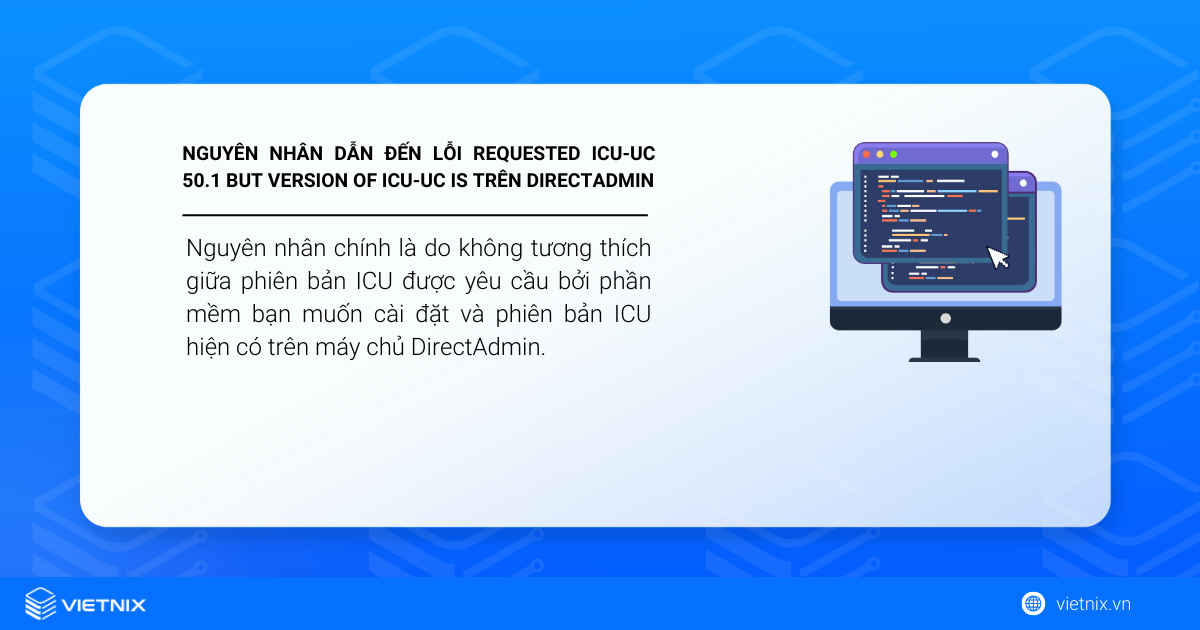 lỗi Requested icu-uc 50.1 but version of icu-uc is trên DirectAdmin