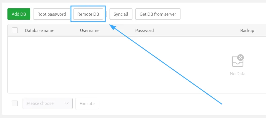 Chọn Remote DB