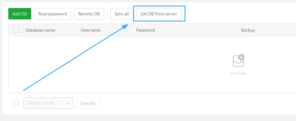 Chọn Get DB from Server