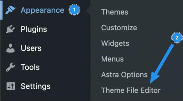 Appearance → Theme File Editor