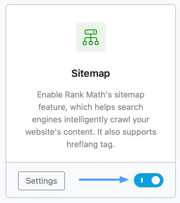 Bật sitemap trong Rank Math Settings